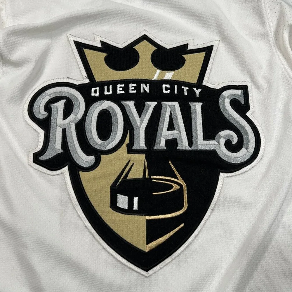 Adidas Queen City Royals Hockey Jersey‎ Mens Size 46 White Sewn Stitched #4
